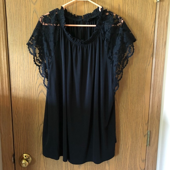 Worthington Tops - Women’s 4x lace sleeve short sleeve top